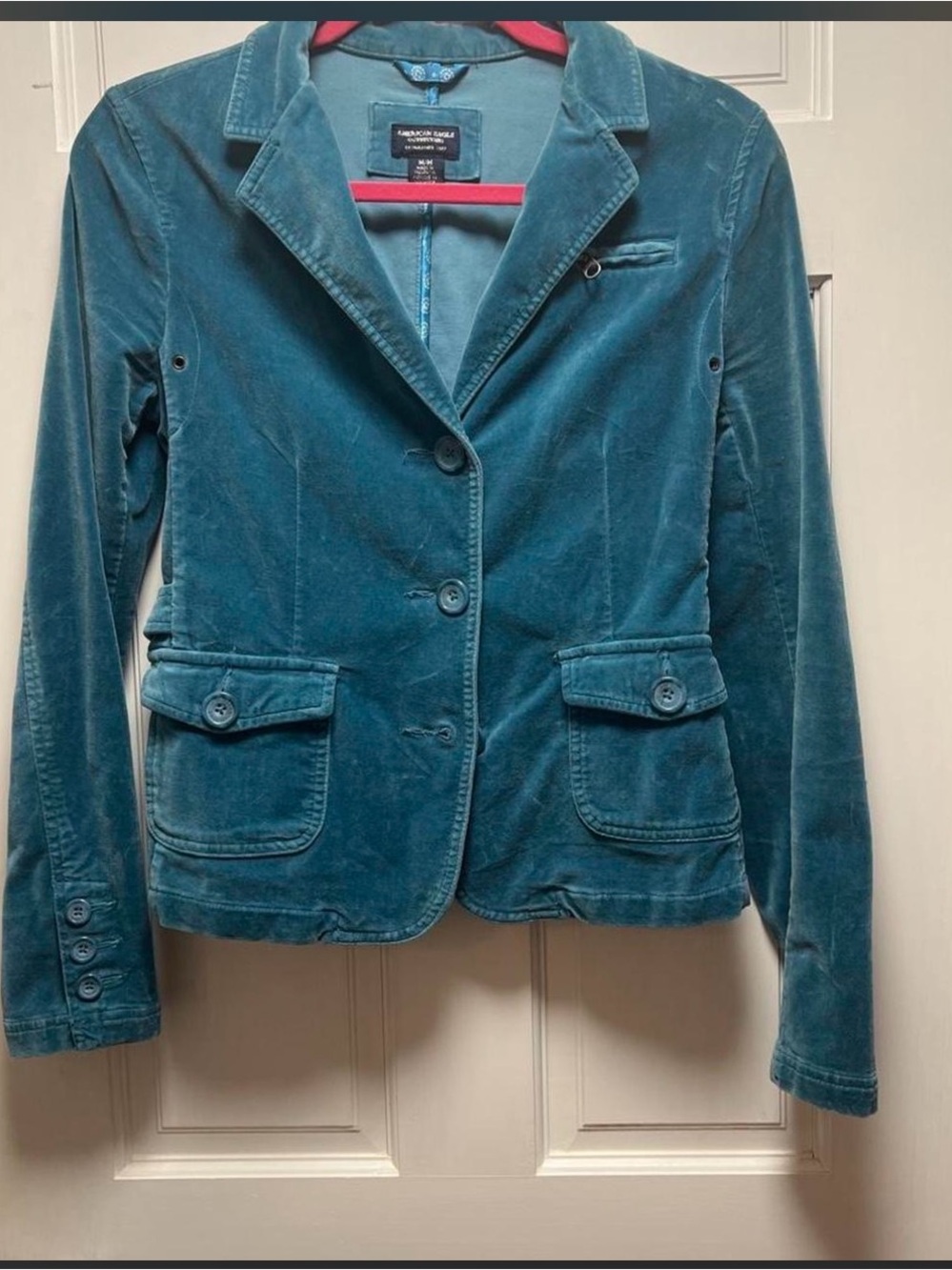 American Eagle Outfitters Teal Velvet Blazer